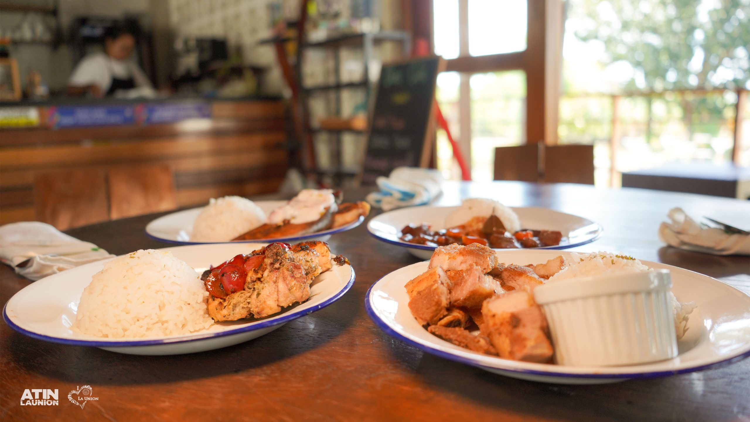 Plated meals of dishes that have grape ingredient.